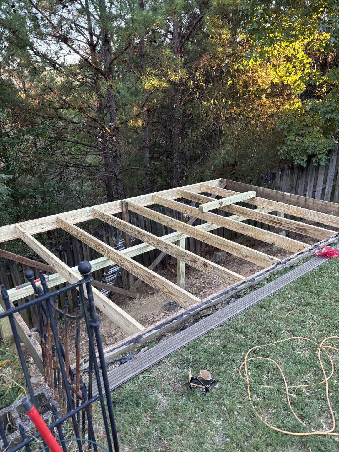 New deck framing during construction