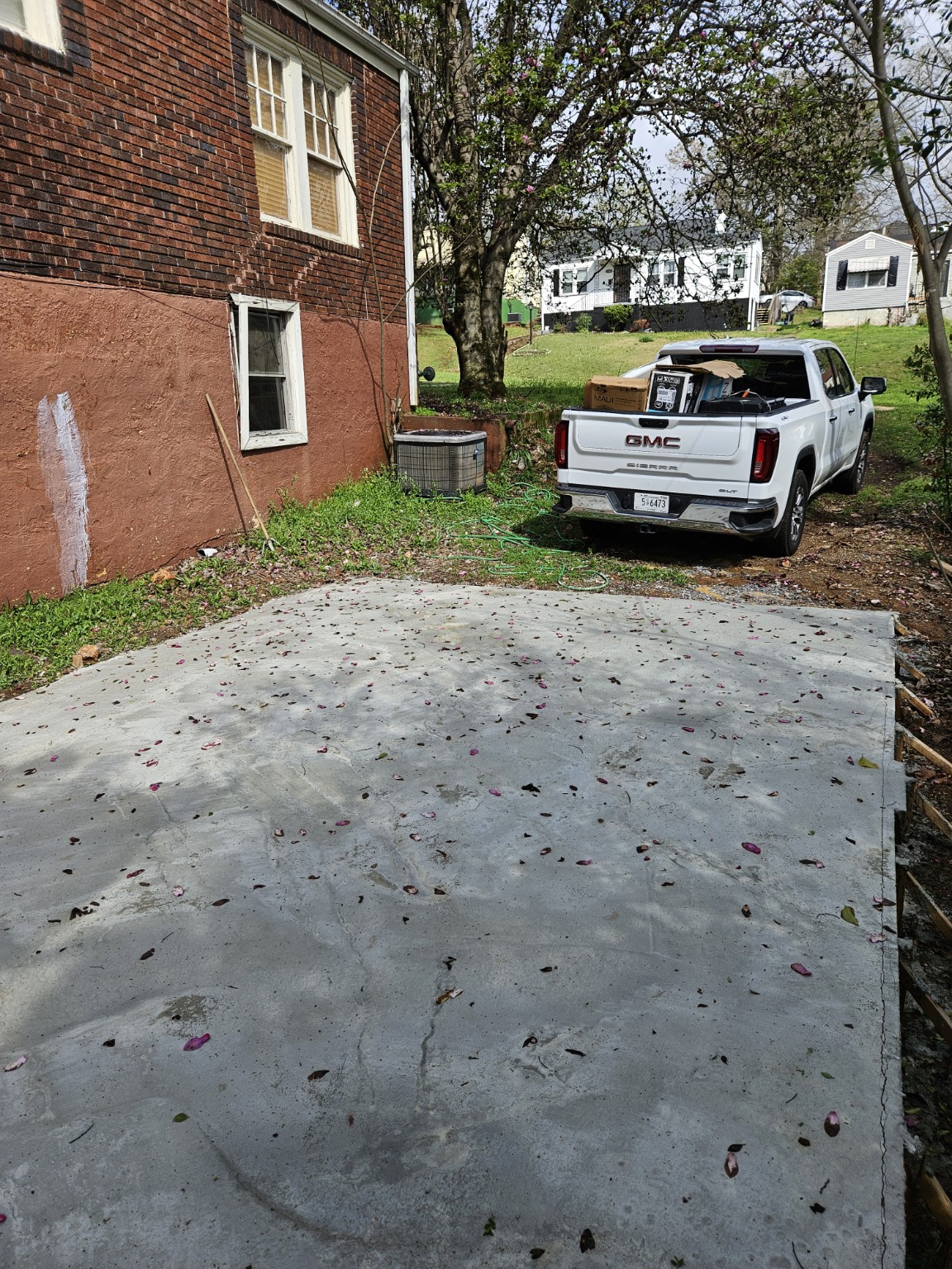 Concrete slab before the outbuilding was installed